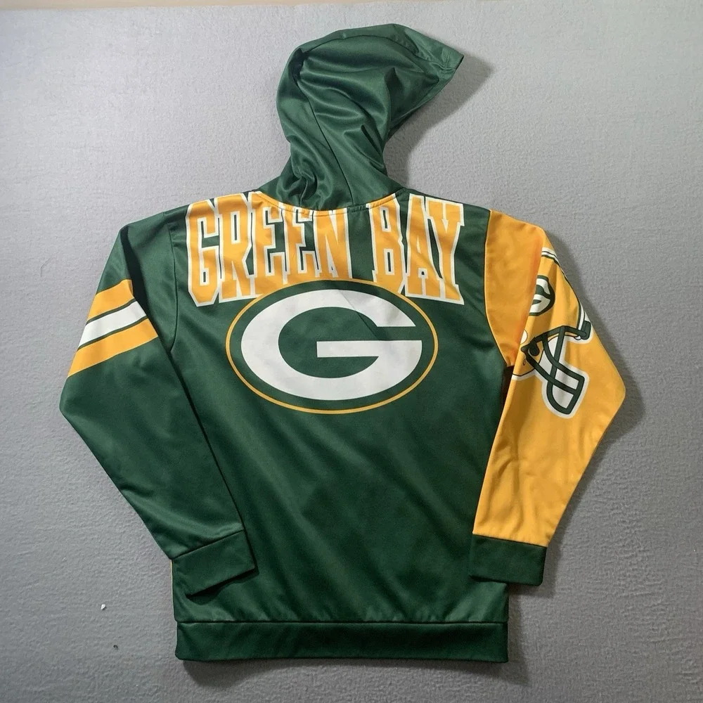 Youth Green Bay Packers Gold/Green First and Goal Pullover Hoodie Size YL